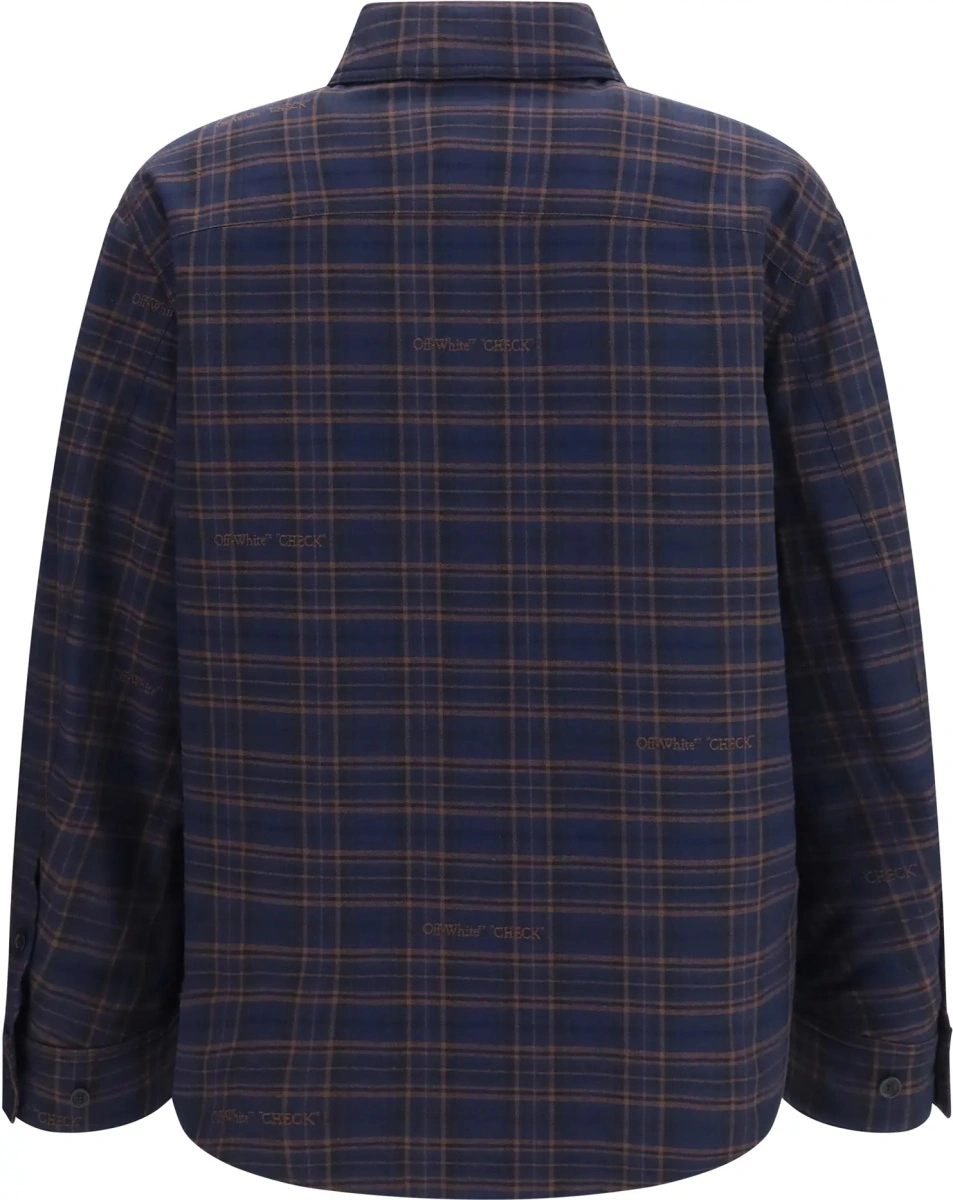 Camasa casual Off-White albastra din flanel - Img 2