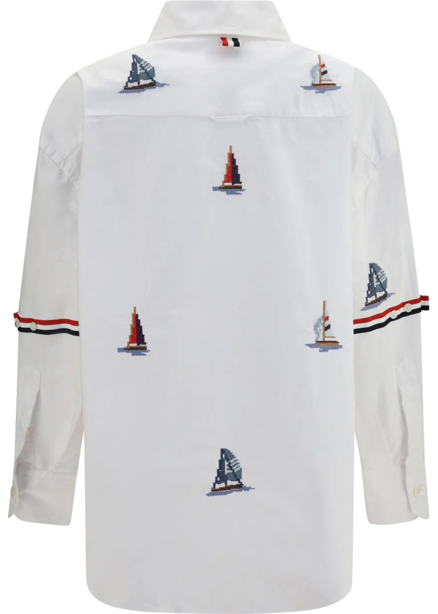 Camasa casual Oversized Sailboat-embroidered Shirt - Img 2
