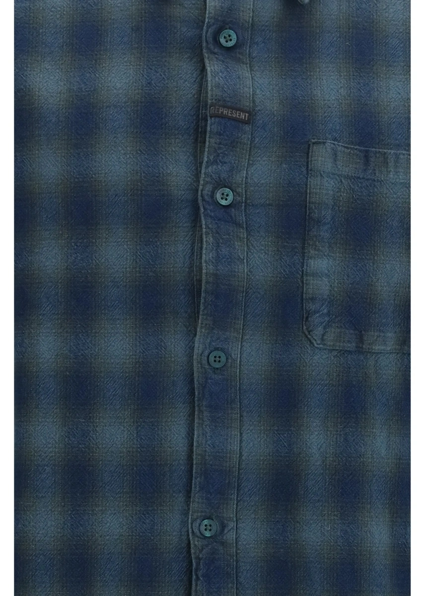 Camasa casual REPRESENT verde din flanel - Img 3