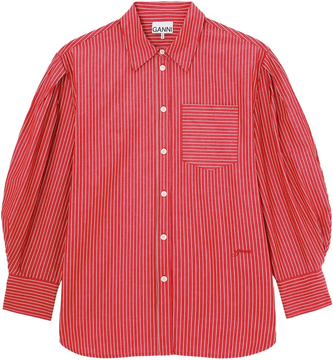 Camasa casual Striped cotton Shirt with balloon sleeves - Img 5