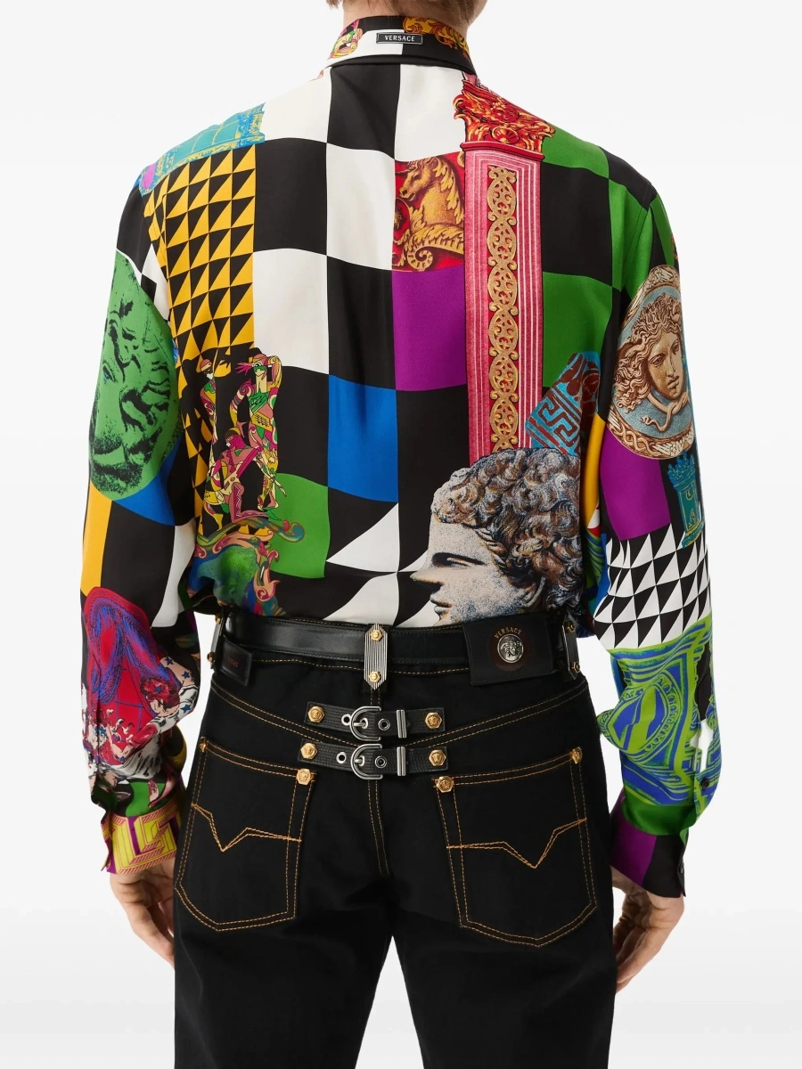 Camasa casual Versace 'Medusa' multicolora din matase - Img 5