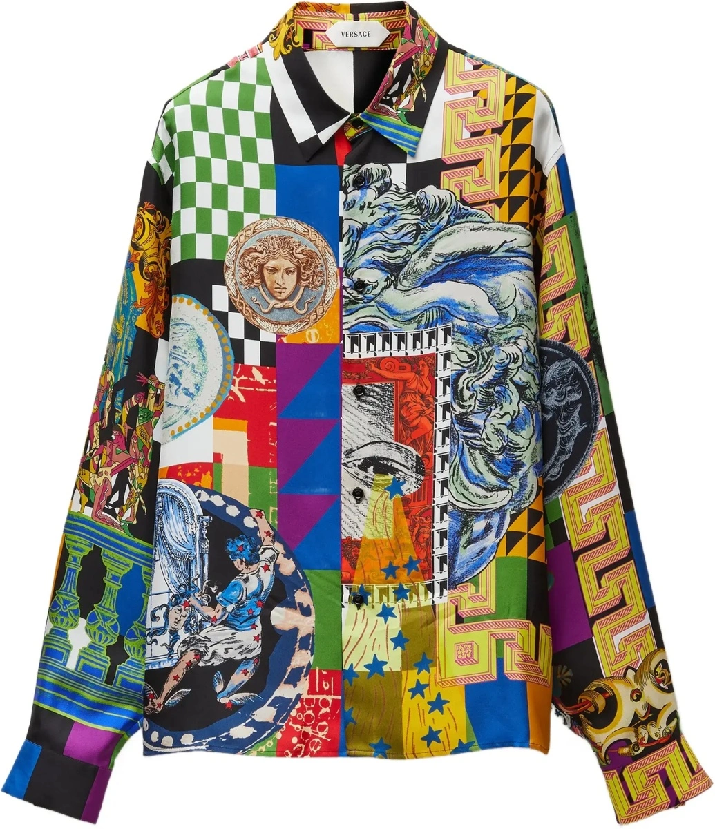 Camasa casual Versace 'Medusa' multicolora din matase - Img 7