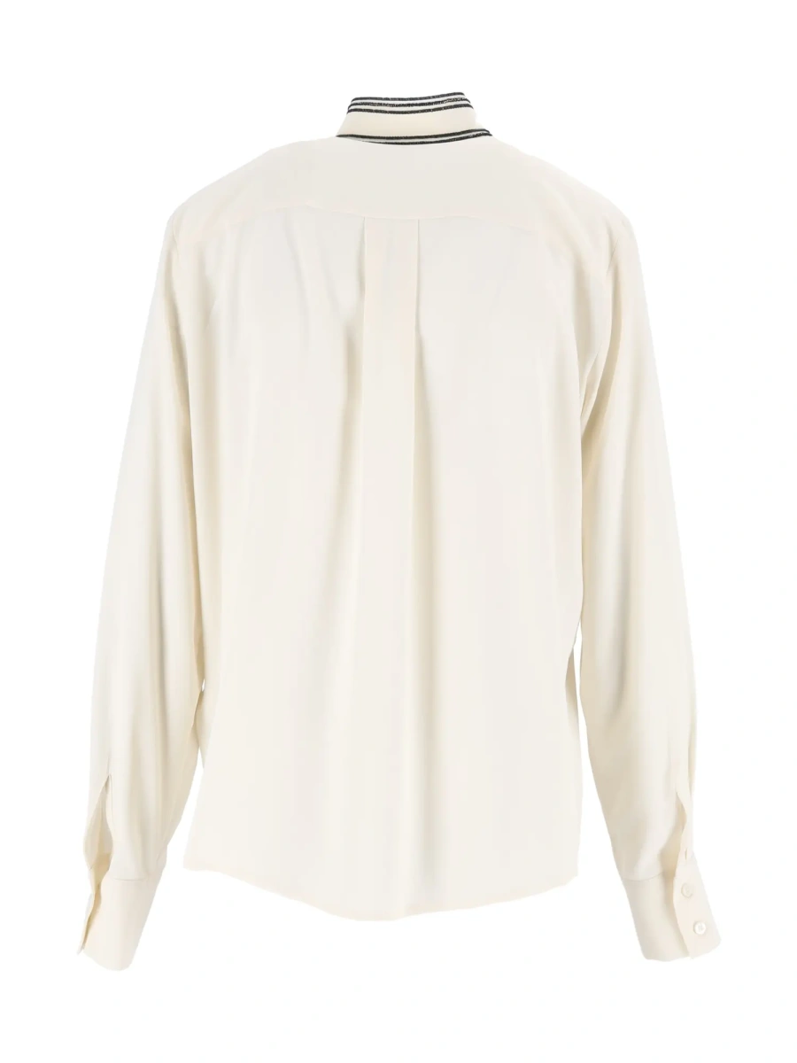 Camasa CREPE DE CHINE BASIC SHIRT WITH CONTRAST STITCHING FOULARD - Img 3