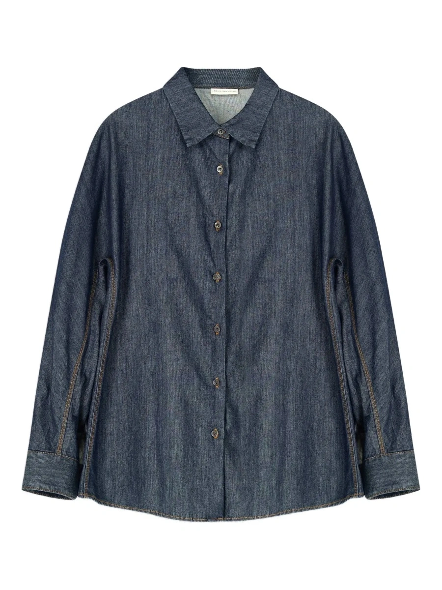 Camasa Dries Van Noten albastra din denim - Img 7