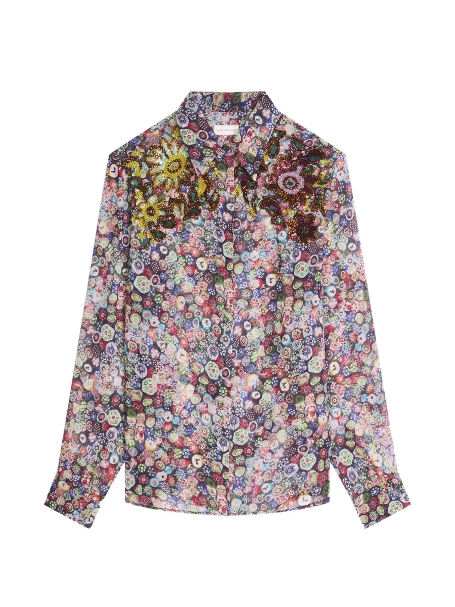 Camasa Dries Van Noten multicolor din vascoza - Img 7