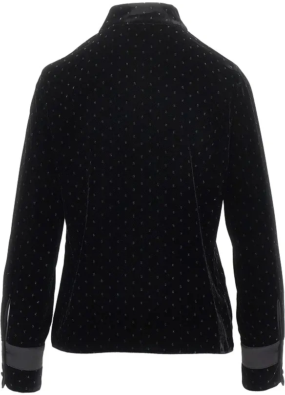 Camasa Emporio Armani neagra din lurex si catifea - Img 3