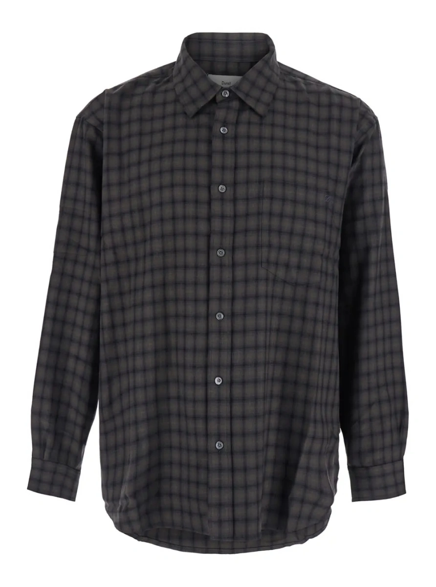 Camasa Green shirt with classic collar and all-over check motif in tech fabric for women - Img 3