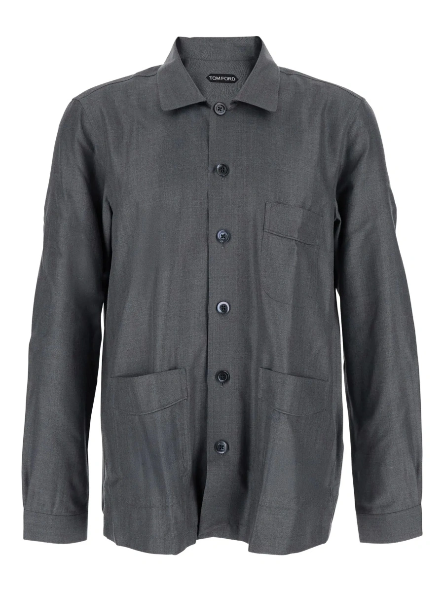 Camasa Grey Shirt with Chest Pocket in Silk Man - Img 6