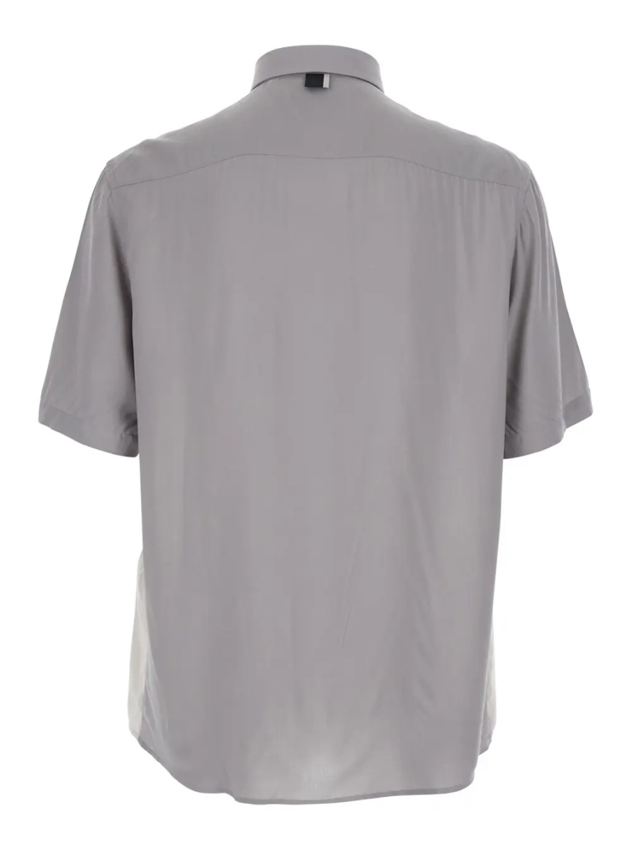 Camasa Grey Shirt with short sleeves and classic collar in Viscose for Men - Img 2