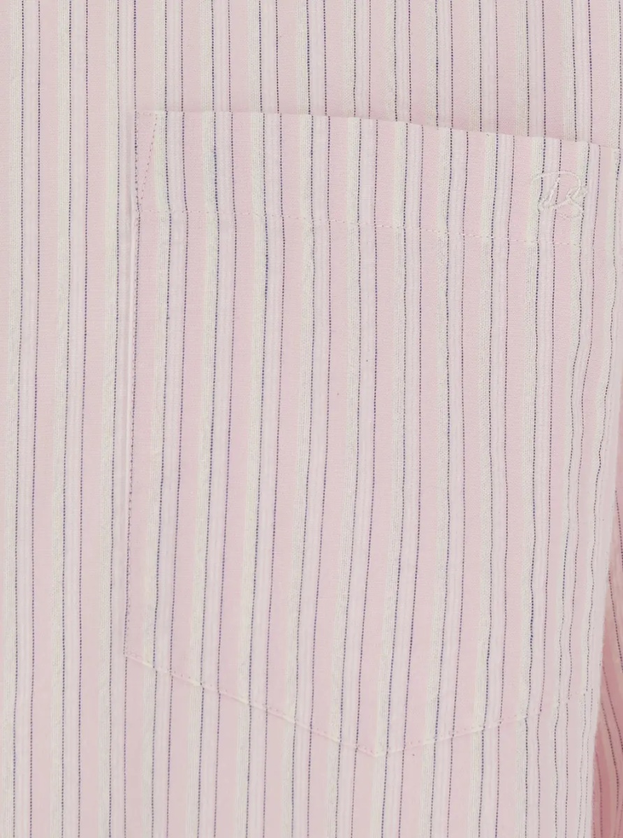 Camasa Pink Shirt with button-down collar and all-over striped motif in cotton blend for women - Img 3