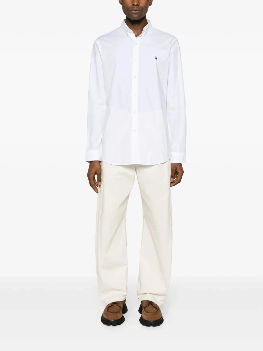 Camasa 'Slim Fit' White shirt with button-down collar and Pony embroidery on the Front in stretch cotton for men - Img 4