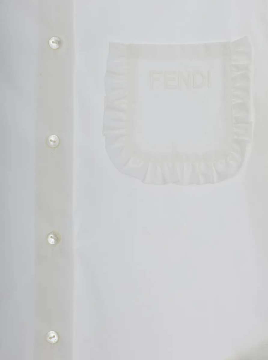 Camasa White Shirt with tone-on-tone logo on the front in Cotton for Girl - Img 3
