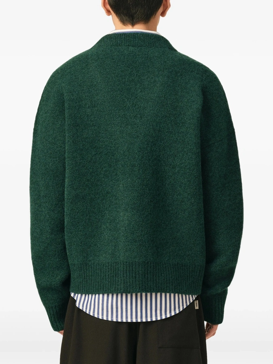 Cardigan AMI Paris ami de coeur verde din alpaca si poliamida - Img 5