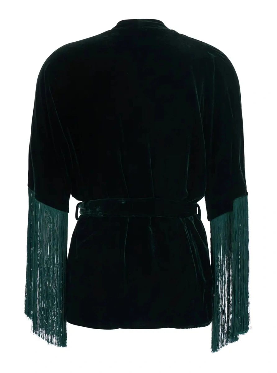 Cardigan ANTONELLI verde din catifea - Img 2