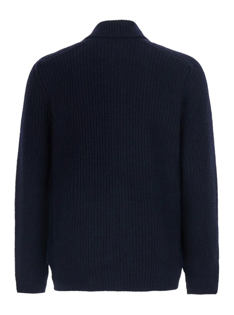 Cardigan Blue Cardigan with zip closure and ribbed texture in Blend wool for men - Img 2