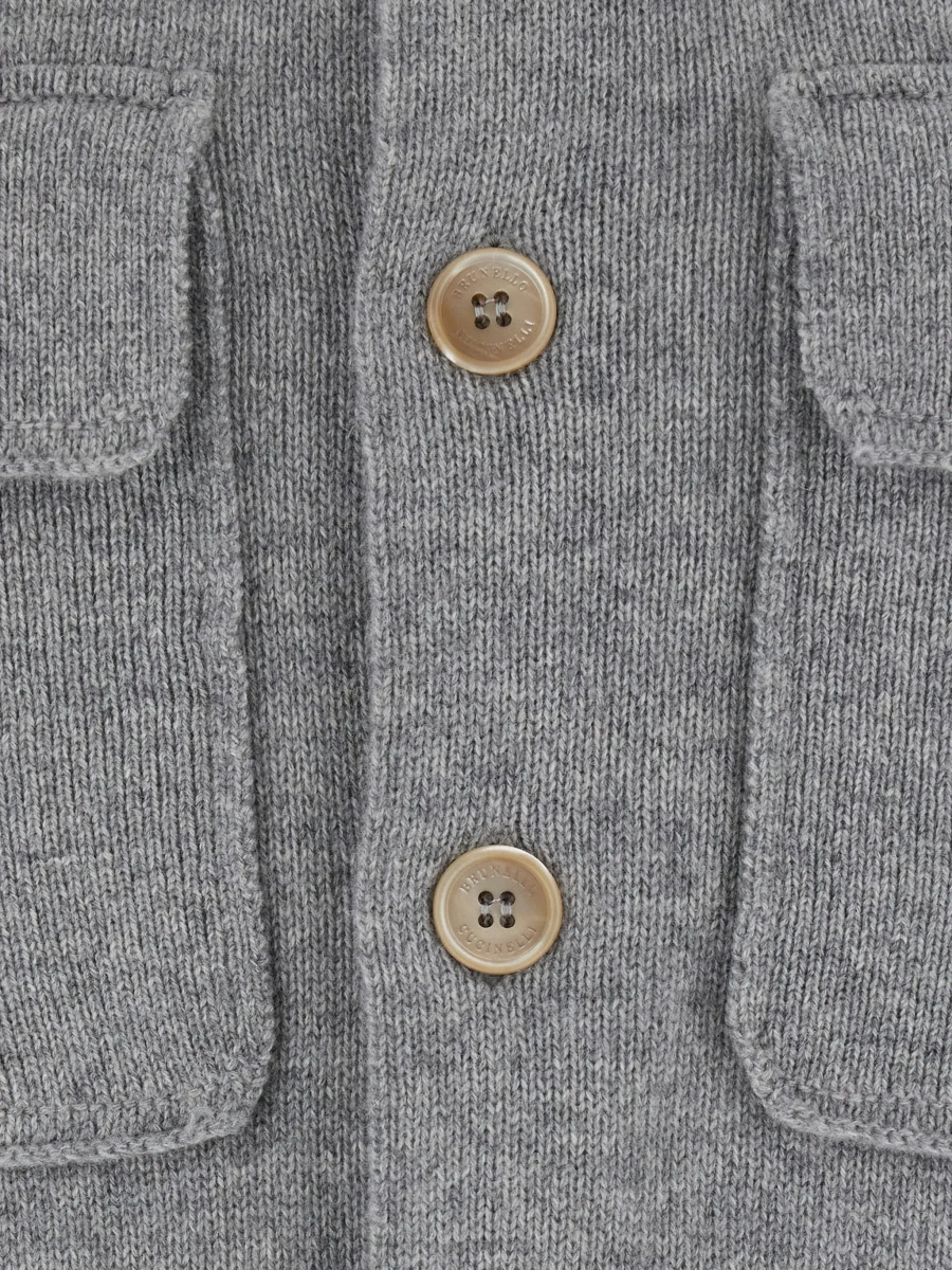 Cardigan Brunello Cucinelli gri din casmir - Img 5