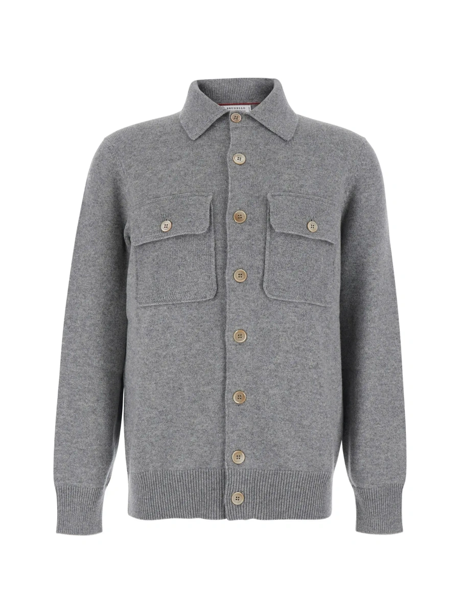 Cardigan Brunello Cucinelli gri din casmir - Img 6