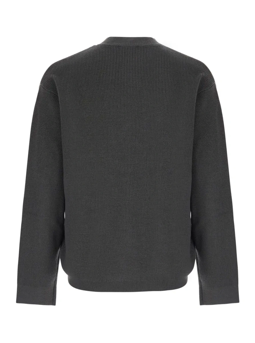 Cardigan Emporio Armani gri din lana si bumbac - Img 2