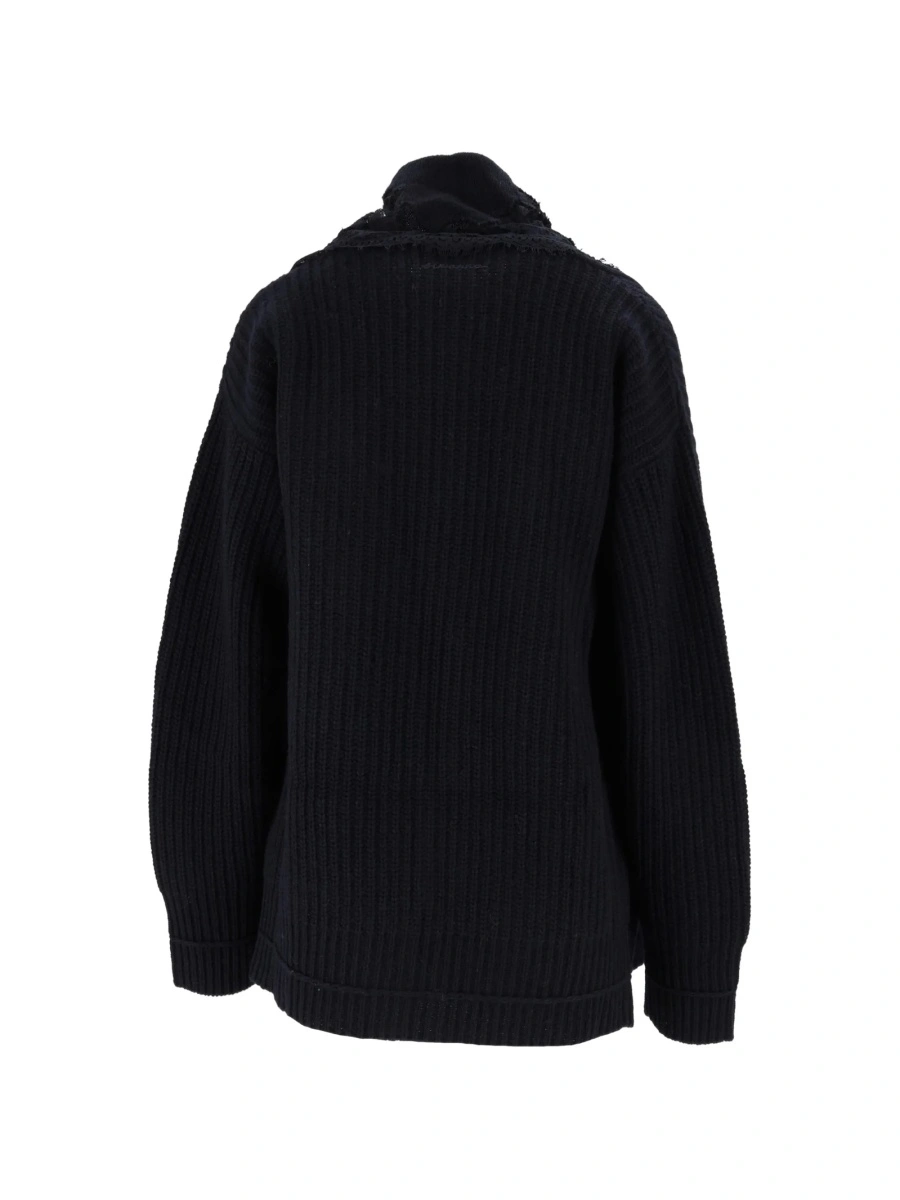 Cardigan Ermanno Scervino negru din bumbac si lana - Img 3