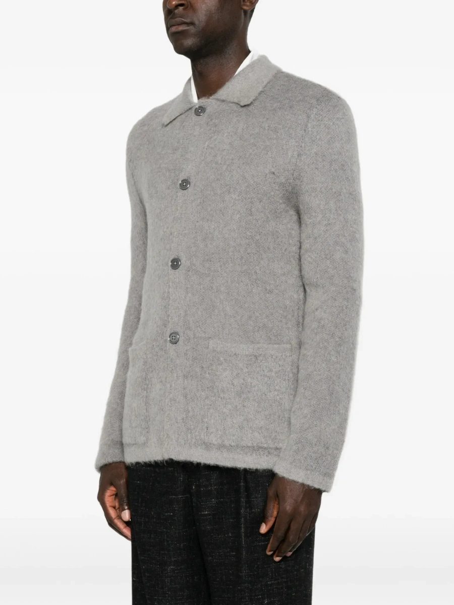 Cardigan grey cardigan with classic collar and brushed effect in wool and mohair Men - Img 5