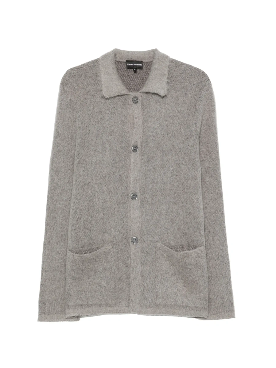 Cardigan grey cardigan with classic collar and brushed effect in wool and mohair Men - Img 8