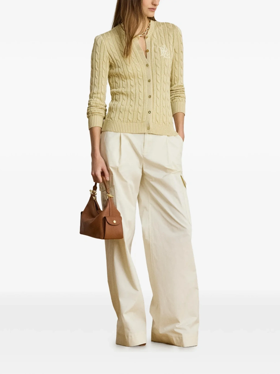 Cardigan Ralph Lauren bej din bumbac cu impletitura torsada - Img 5