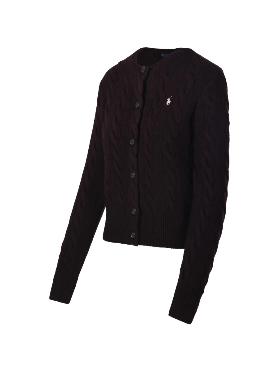 Cardigan Ralph Lauren violet din lana si casmir - Img 3
