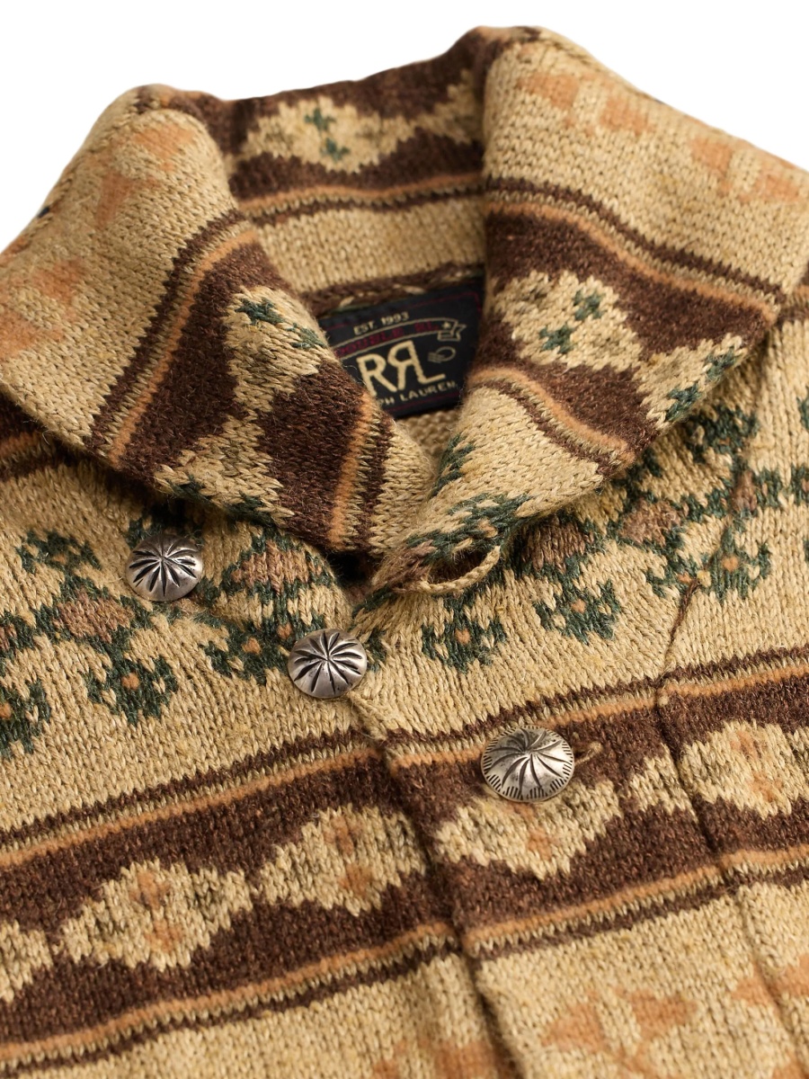 Cardigan RRL BY RALPH LAUREN neutru din in si matase - Img 5