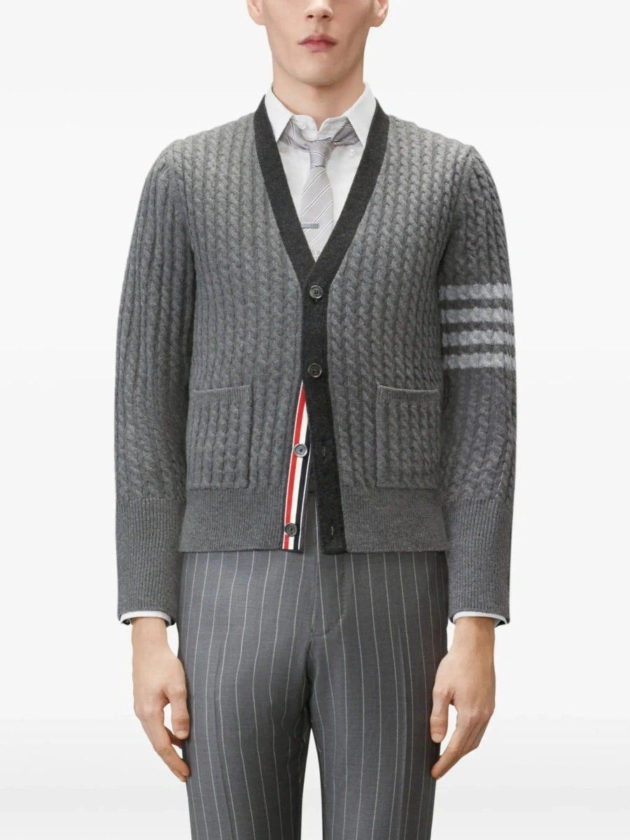 Cardigan Thom Browne gri din lana virgina - Img 5