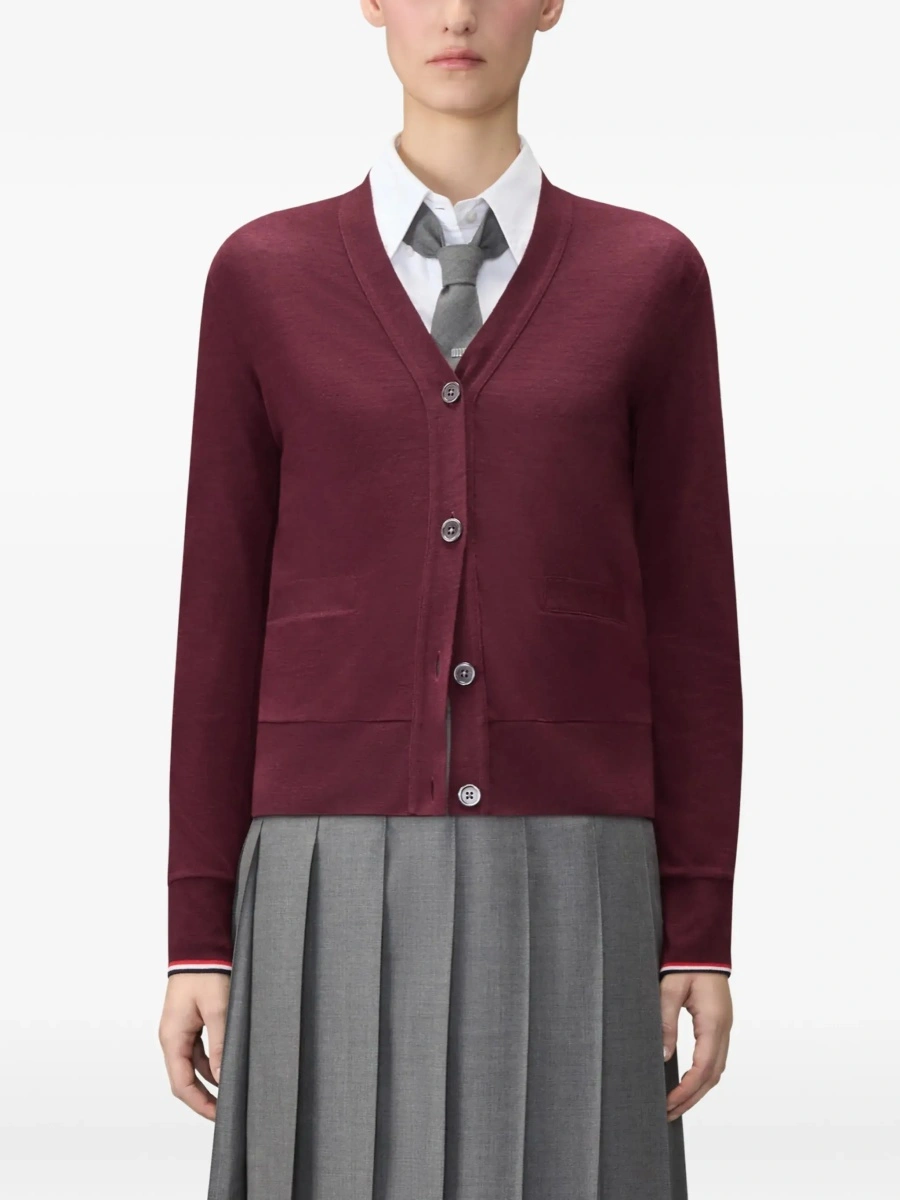 Cardigan Thom Browne mov din lana merino - Img 5