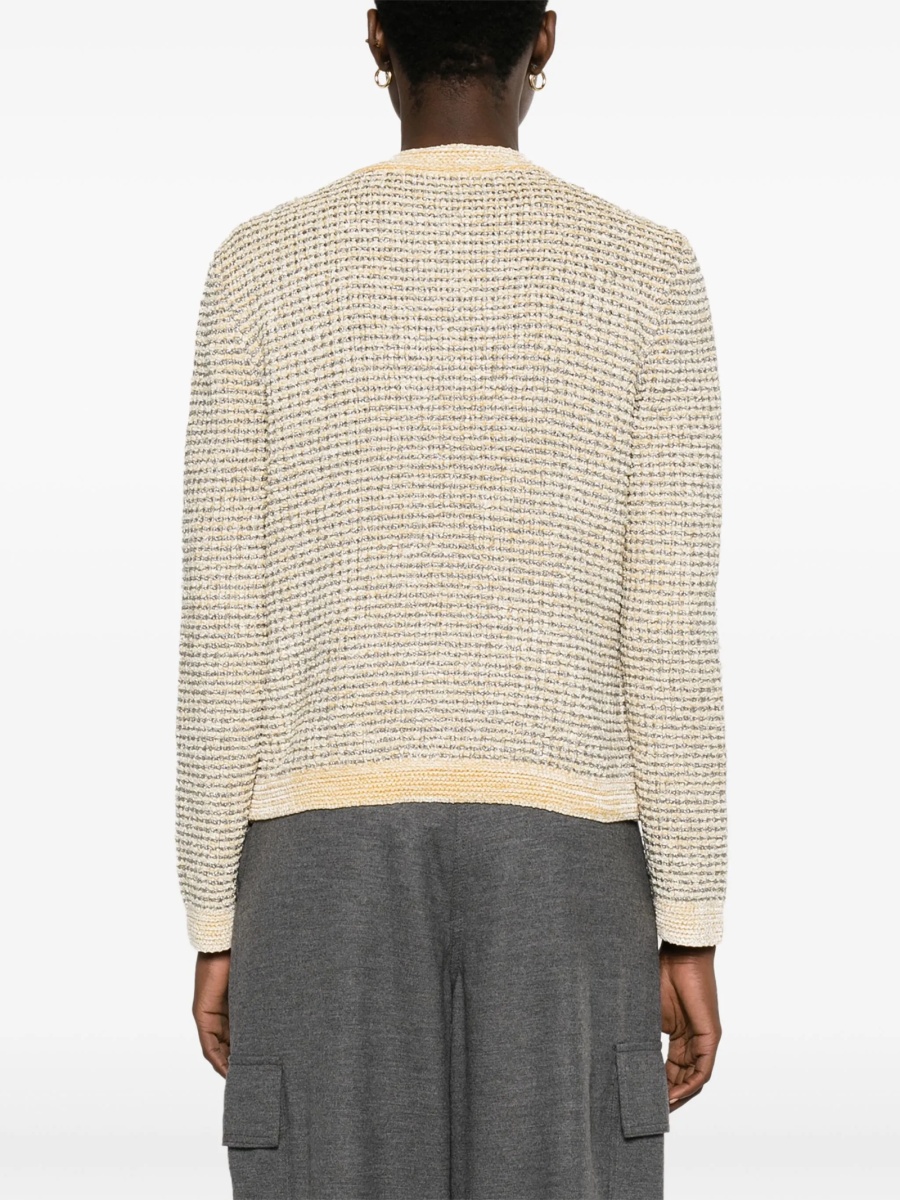 Cardigan Tory Burch neutru din fibre metalice si vascoza - Img 4