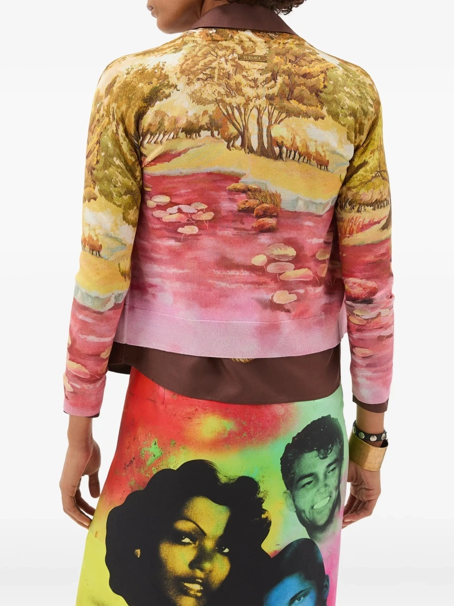 Cardigan Versace multicolor din matase - Img 6