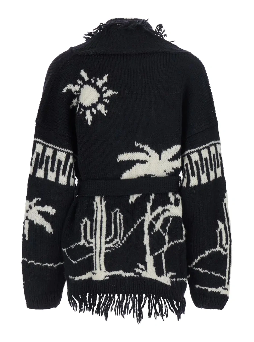 Cardigane Black Merino V-Neck Cardigan for Women - Img 2