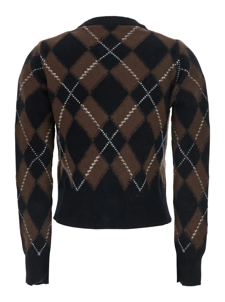 Cardigane Cardigan with round neck and oval patches AMI in brown for men - Img 2