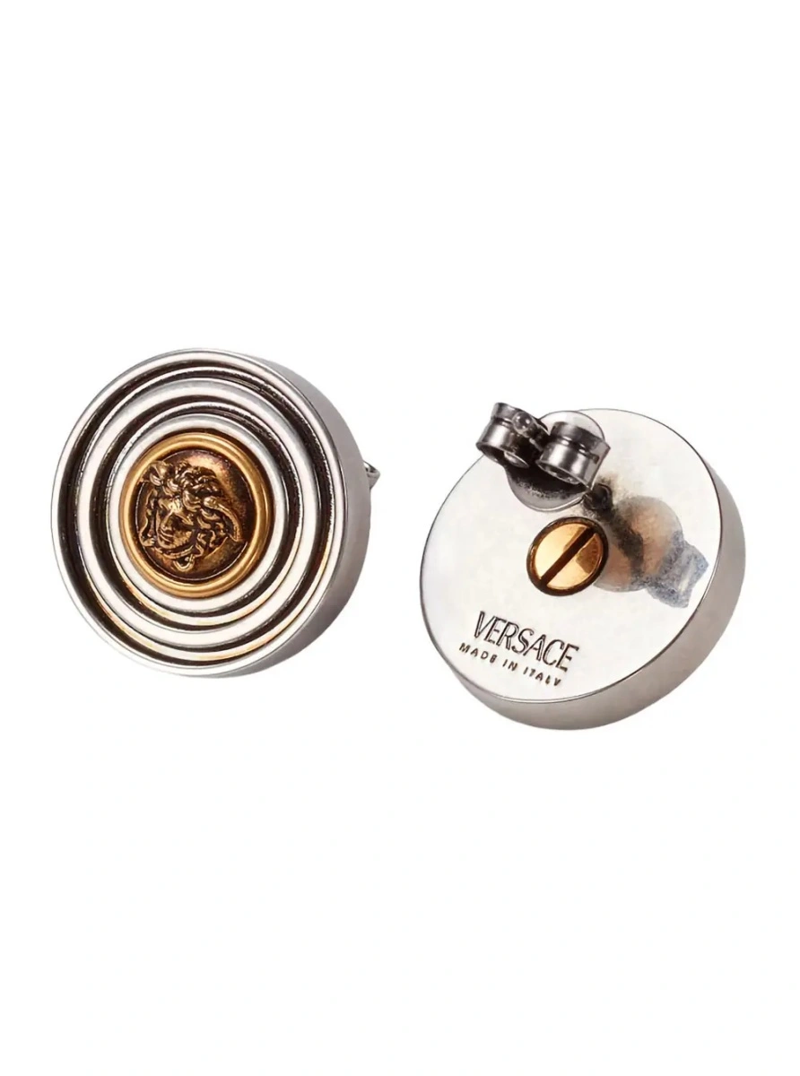 Cercei Versace 'Medusa' gri din metal - Img 2