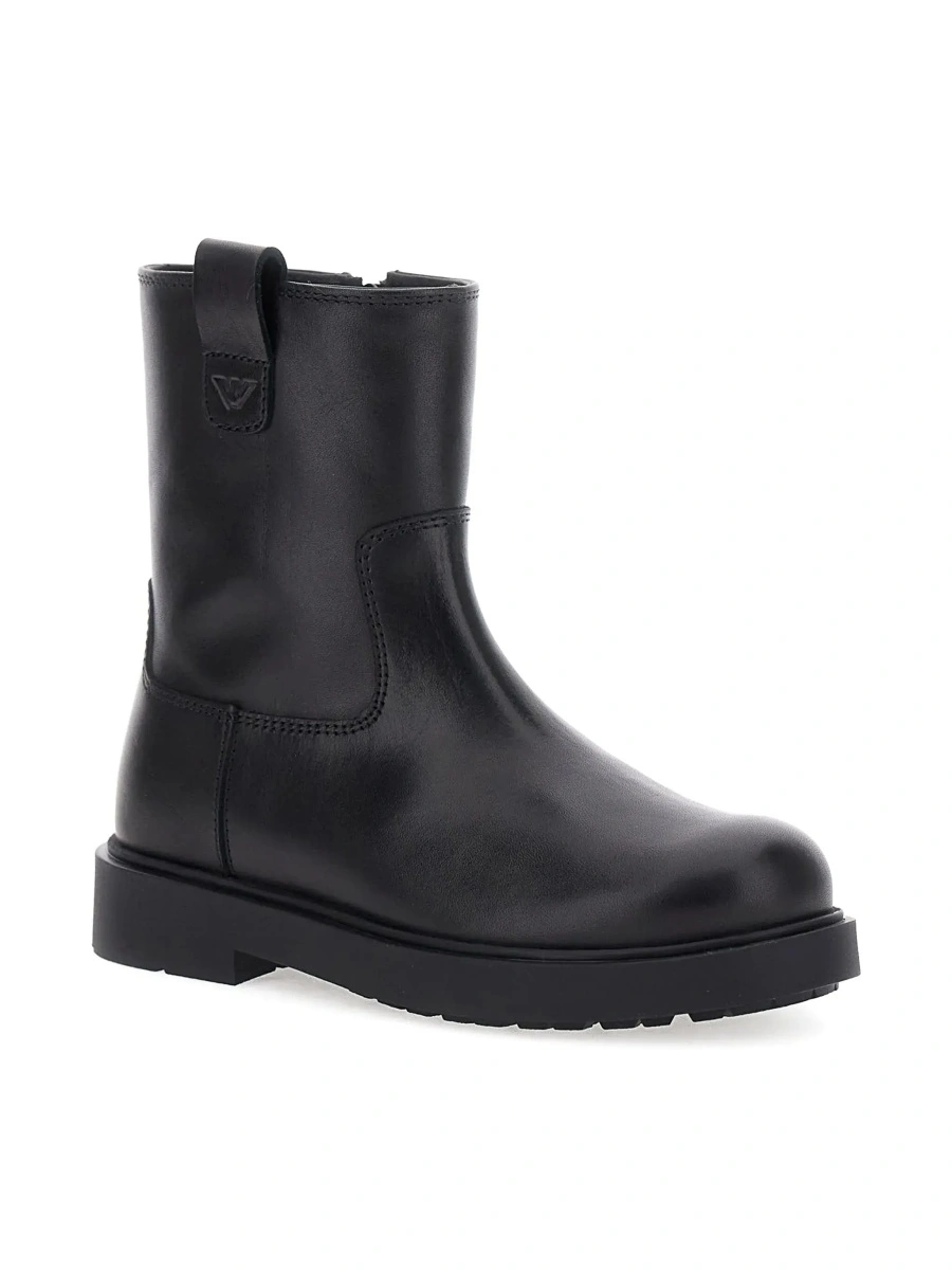 Cizme EMPORIO ARMANI KIDS negre din piele - Img 8