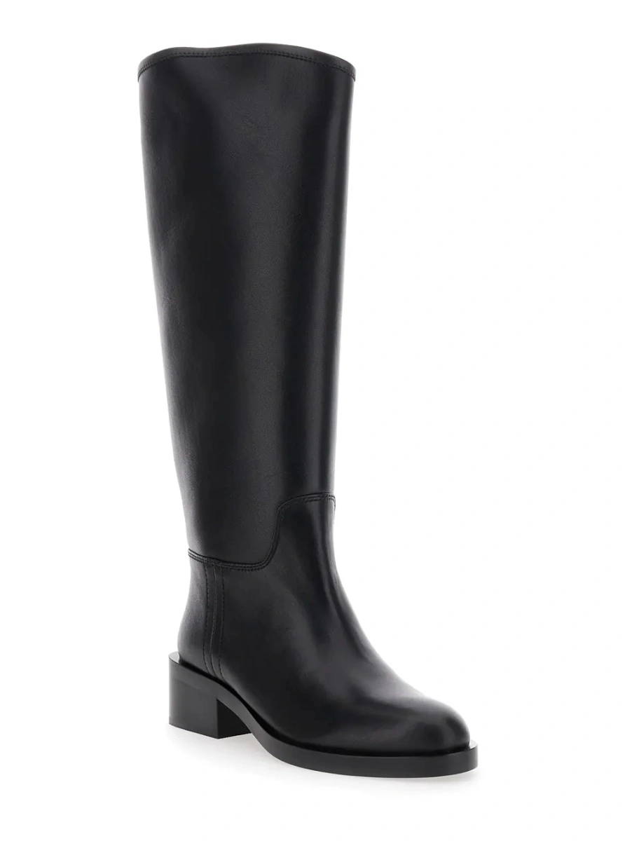Cizme Jeffrey Campbell negre din piele cu toc masiv - Img 2