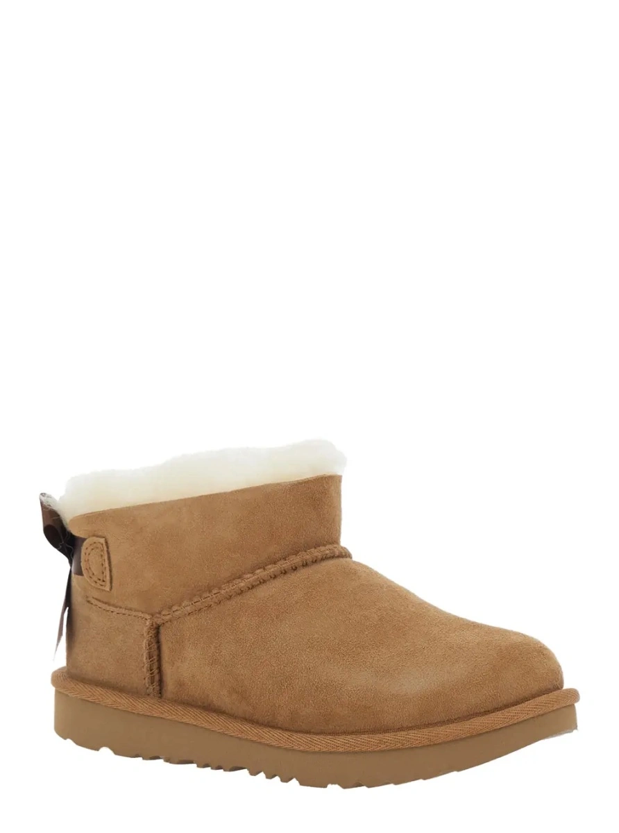 Cizme UGG Kids maro din piele intoarsa 'Ultra Mini Bailey Bow' - Img 2