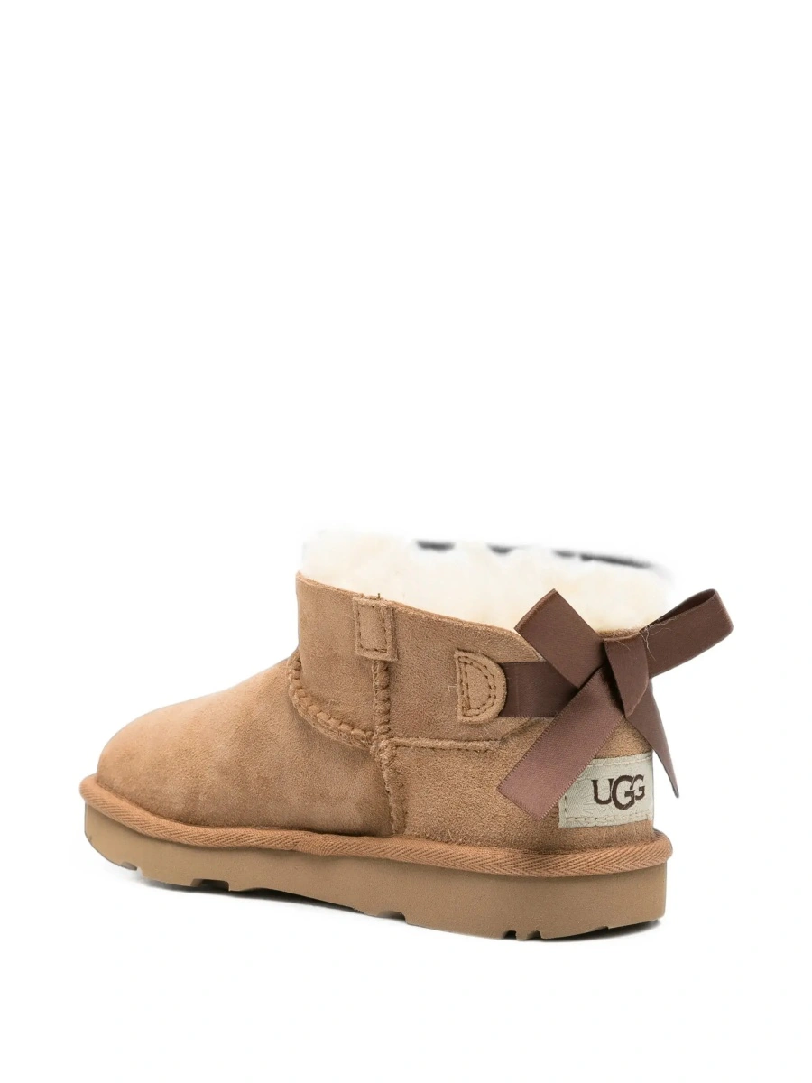 Cizme UGG Kids maro din piele intoarsa 'Ultra Mini Bailey Bow' - Img 5