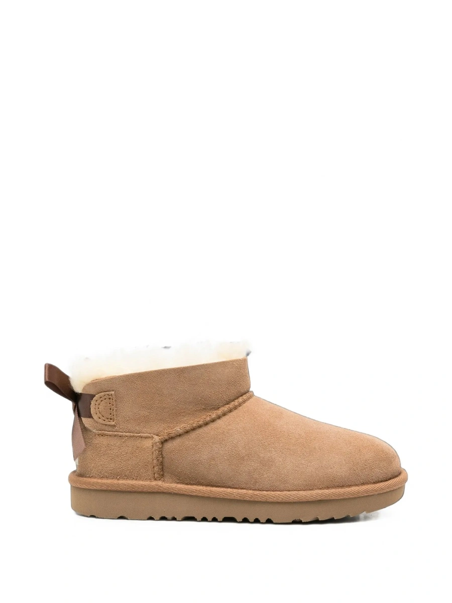 Cizme UGG Kids maro din piele intoarsa 'Ultra Mini Bailey Bow' - Img 8