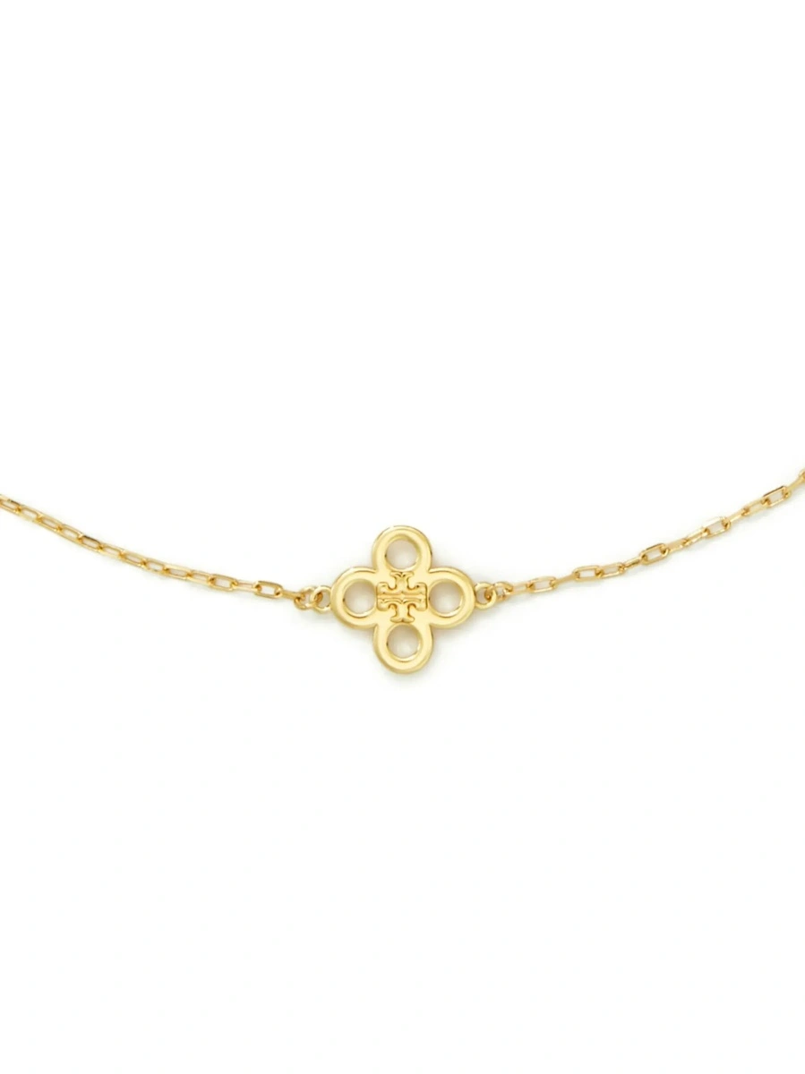 Coliere Gold Color Necklace 'Forget Me Not' with Floral Charms and Zirconia in Brass for Women - Img 2