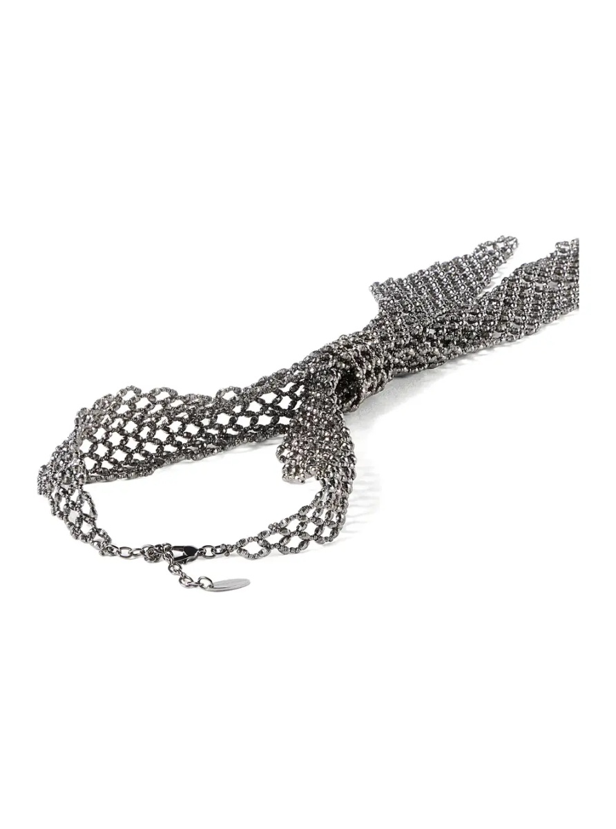 Coliere silver colored Necklace with mesh texture and all-over Monili design in silver for women - Img 2