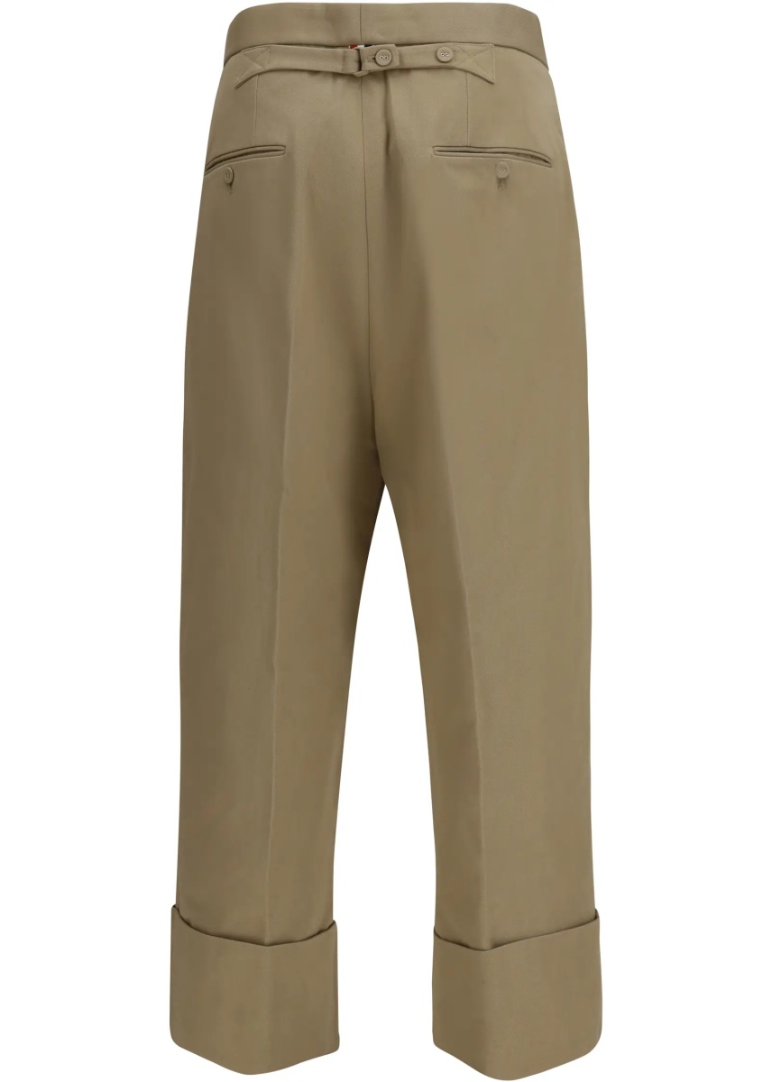 Cotton gabardine Pants with double pleats - Img 2