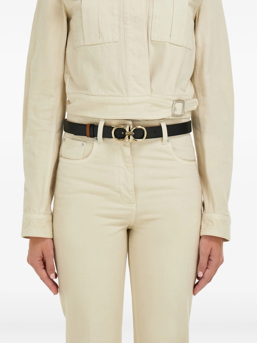 Curea Ferragamo gancini neagra din piele - Img 2