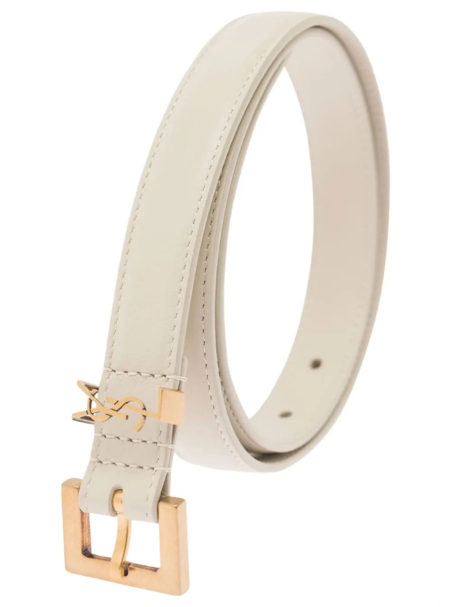 Curea Saint Laurent alba din piele - Img 2