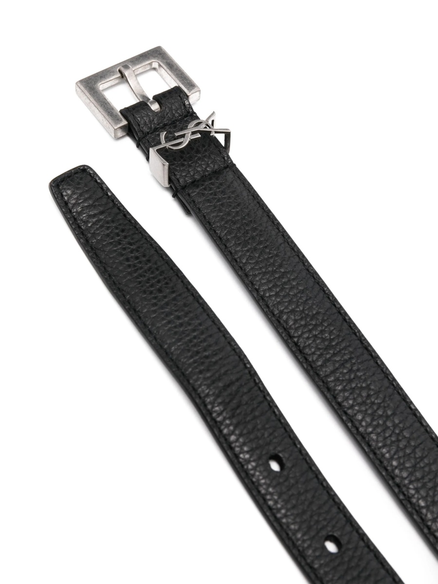 Curea Saint Laurent neagra din alama si piele - Img 2