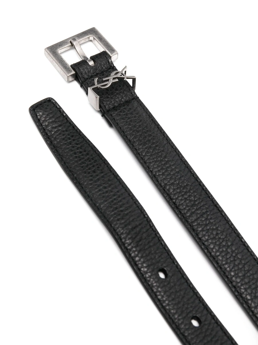 Curea Saint Laurent neagra din alama si piele - Img 2