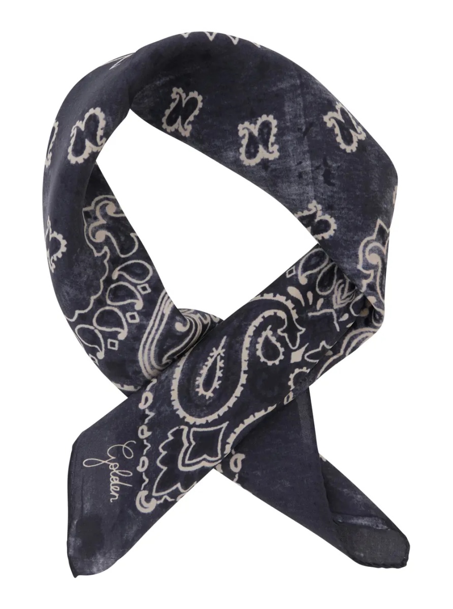 Esarfa Gray silk all-over Paisley print scarf for women - Img 2