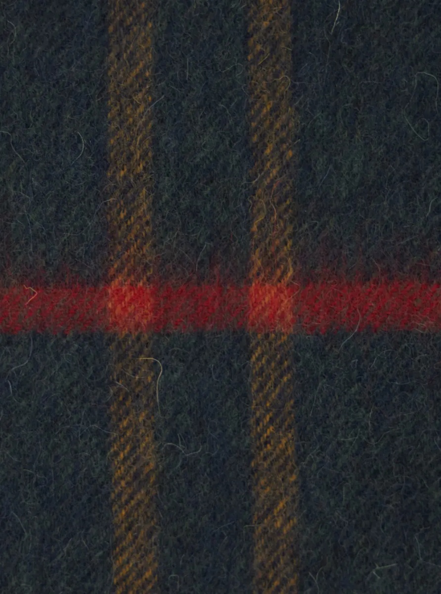 Esarfa Green Scarf with logo patch on the front and fringed edge in wool for men - Img 3