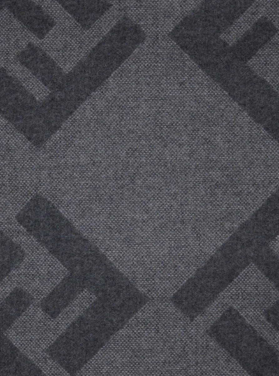 Esarfa Grey Fringed Edge Scarf with All-Over FF Logo in Wool Men - Img 3